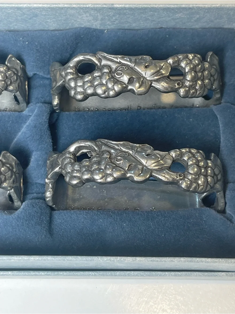 Seagull Pewter Silver Floral Napkin Rings - Set of 4
